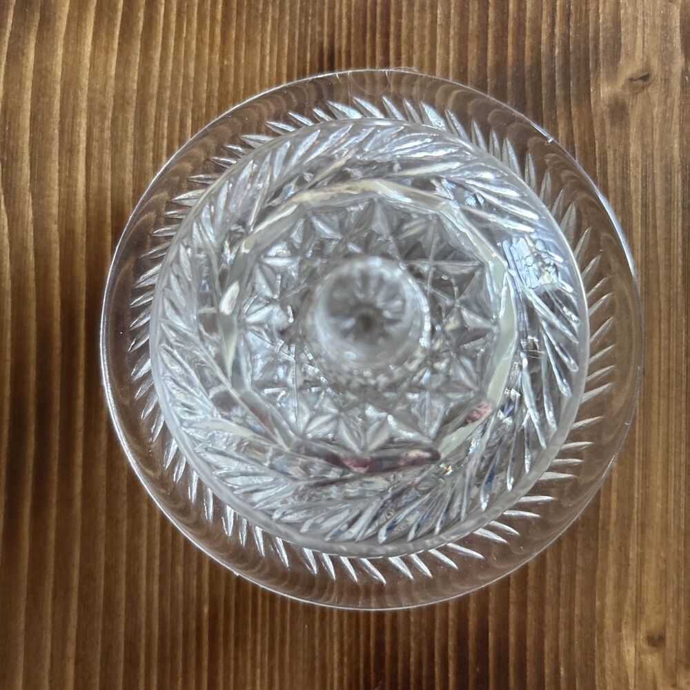 Vintage Cut Glass Clear Deco MCM 30s 40s Mini  Lidded Granny Cottagecore Farmhus
